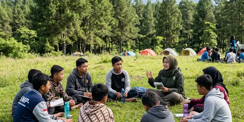 Kegiatan outbound sekolah di bumi perkemahan Malang Raya