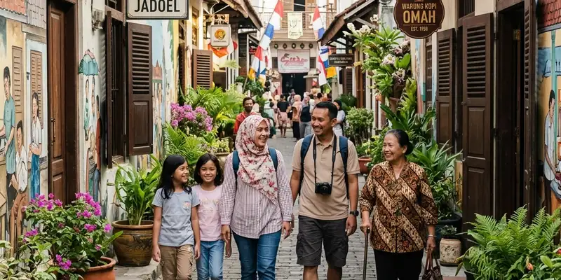 Wisatawan menyusuri gang bersejarah Kampoeng Heritage Kayutangan Malang