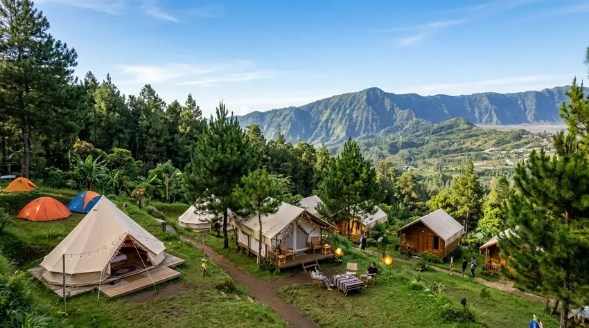 Area camping ground dan glamping nyaman di kawasan wisata outdoor Batu Malang